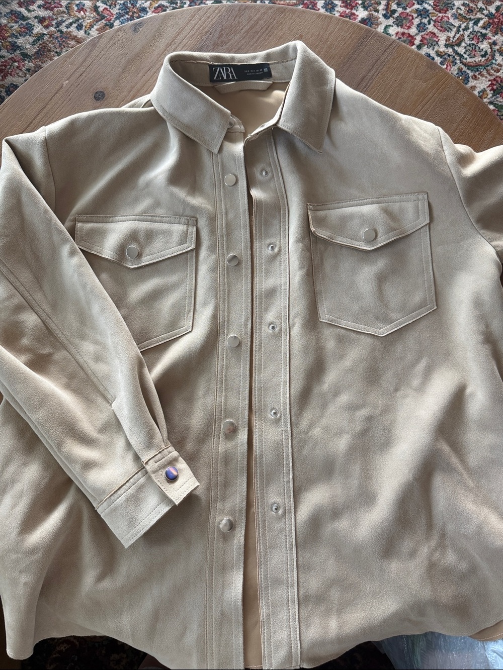 ZARA Oversized Women’s Light Beige Utility Shirt Jacket